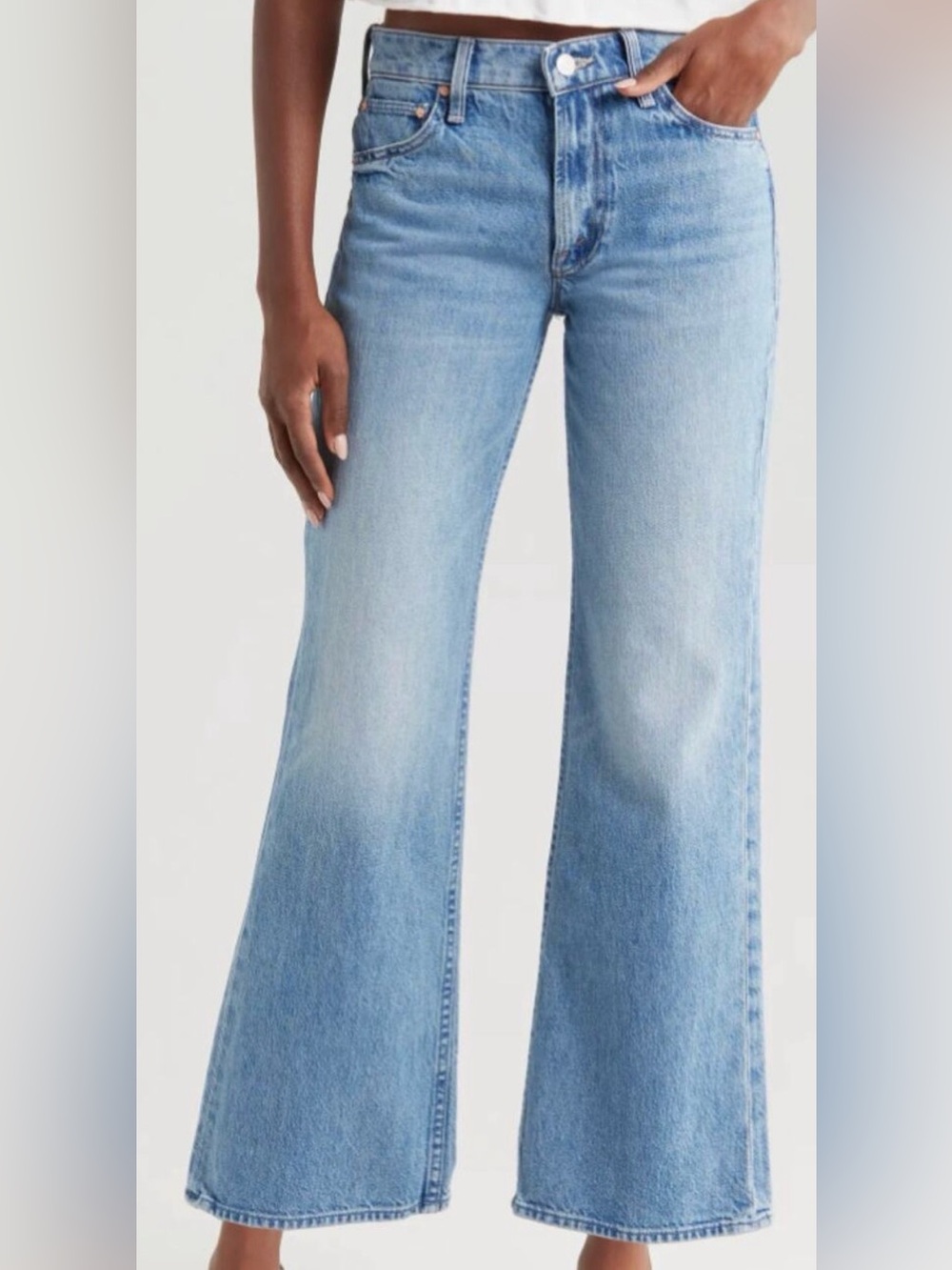 Mother Jeans The Bookie Flood Mid Rise 100% Cotton Wide Flare Deans List 28